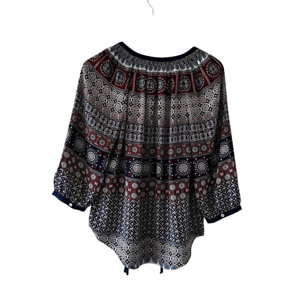 Anthropologie Daniel Rainn Medallion Boho Tunic Blouse Tassel SZ S # 2416 - Picture 7 of 14